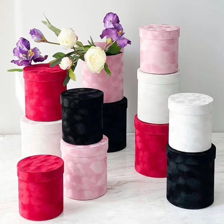 Round Velvet Gift Boxes For Flower Arrangements - Fantak Packaging ...