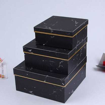 Set of 3pcs Marble Square Rose Box