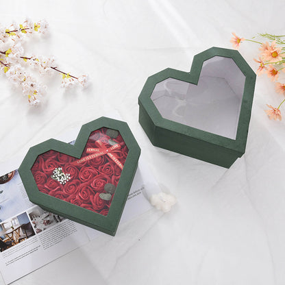 Window Heart Rose Gift Box, 2pcs of set