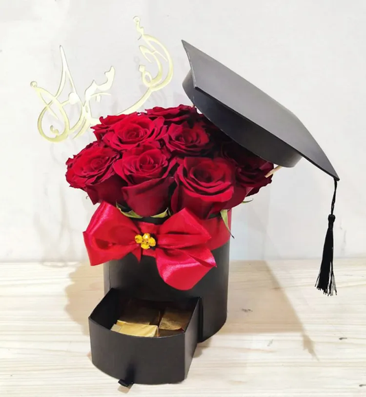 Graduation Cap Flower Box With Drawer
