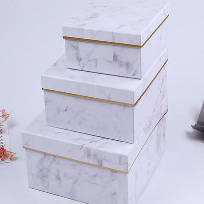 Set of 3pcs Marble Square Rose Box