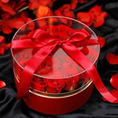 Acrylic Round Flower Box with Ribbon