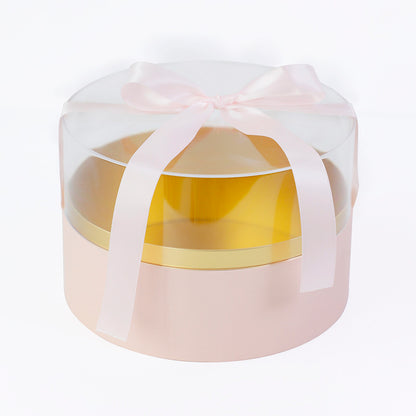 Acrylic Round Flower Box with Ribbon