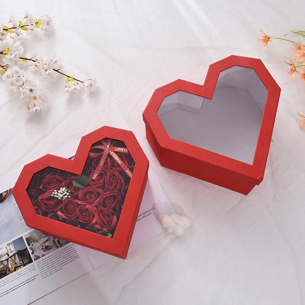 Window Heart Rose Gift Box, 2pcs of set