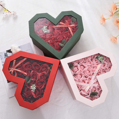 Window Heart Rose Gift Box, 2pcs of set