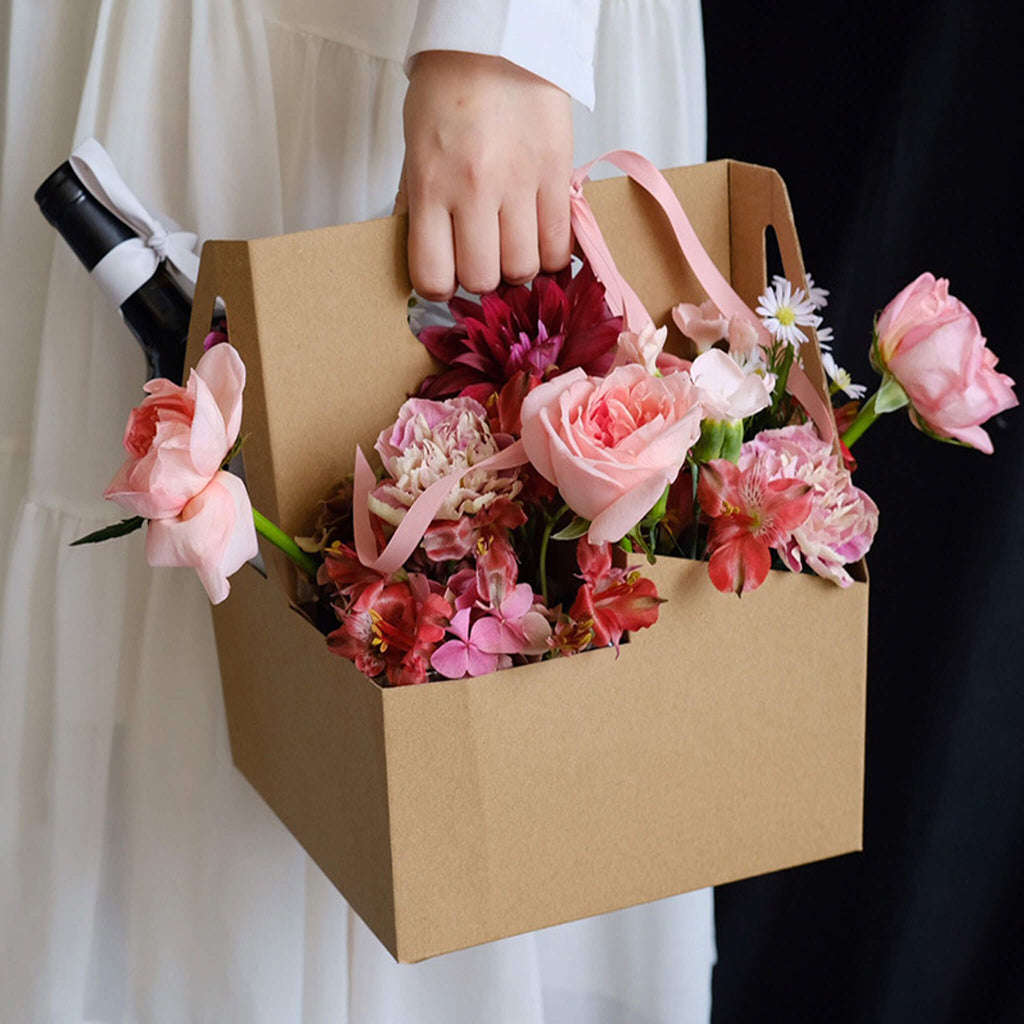 Caja de embalaje de papel kraft plegable para floristería