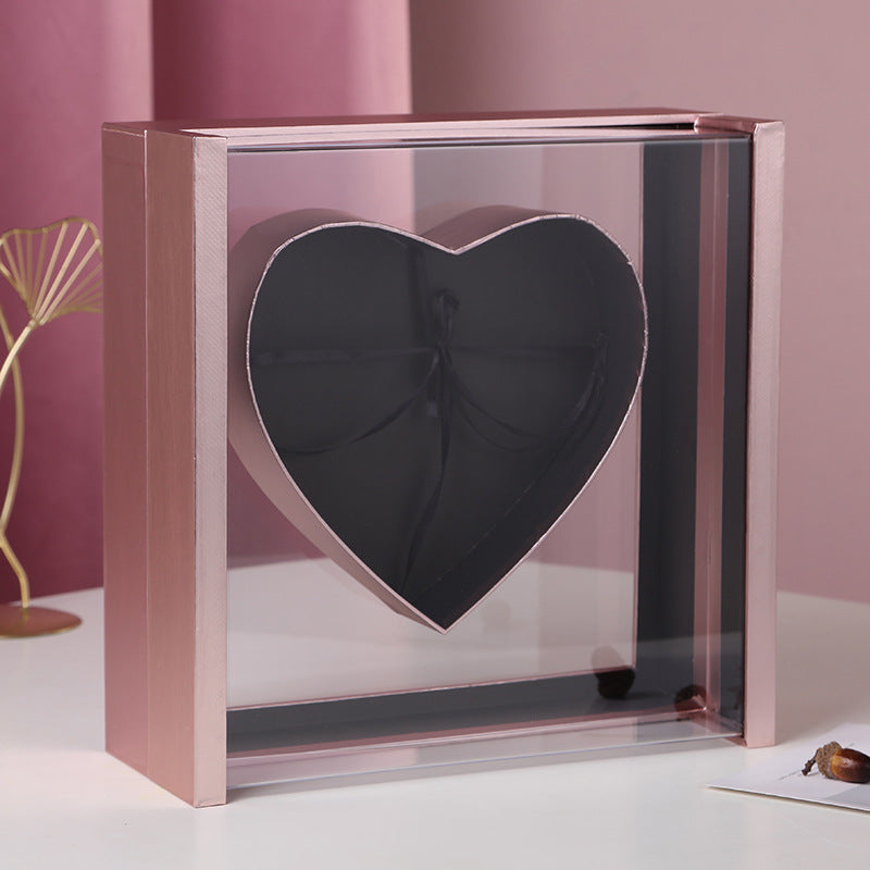Acrylic Heart Shaped Window Rose Flower Boxes