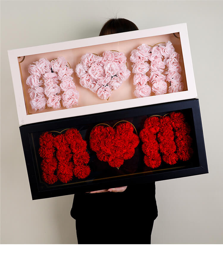 Foldable i love you mom flower box with 2 Cards - Bulk Lots