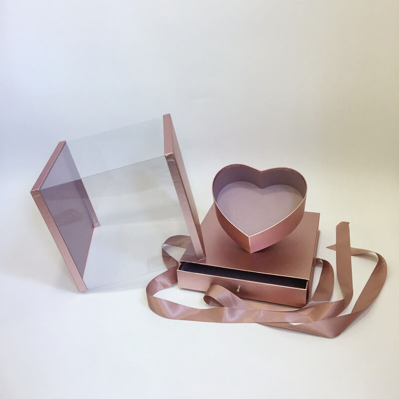 Window Heart Shaped Box with Drawer - Bulk Lots