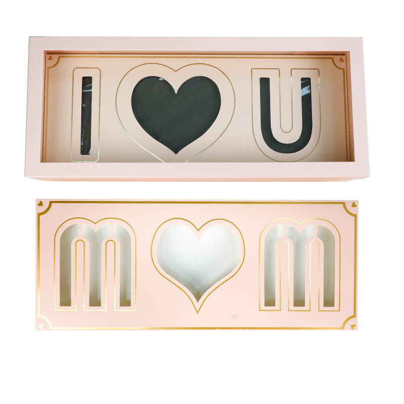 Foldable i love you mom flower box with 2 Cards - Bulk Lots
