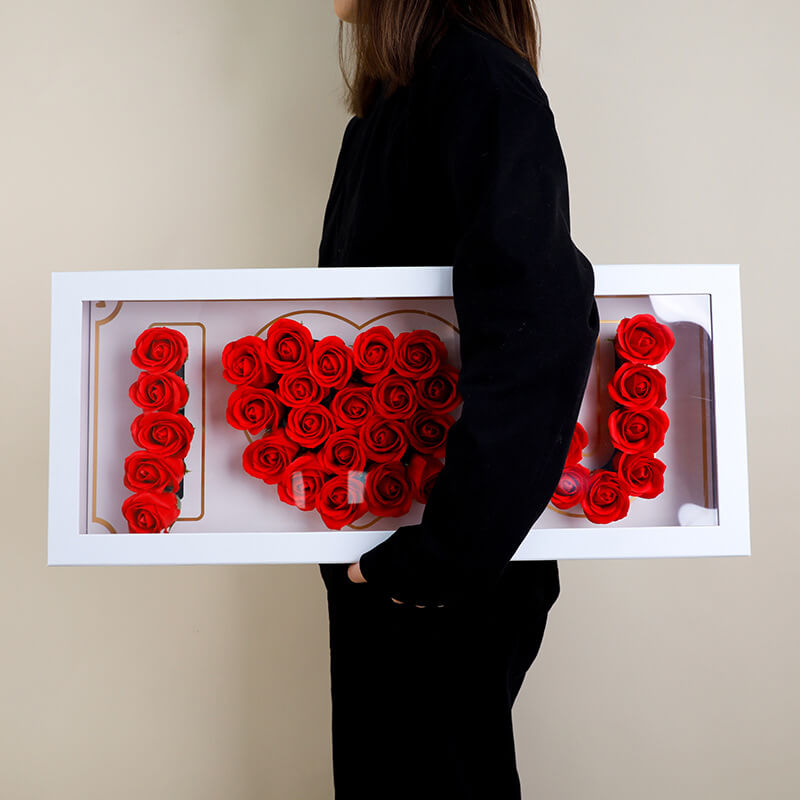 Foldable i love you mom flower box with 2 Cards - Bulk Lots