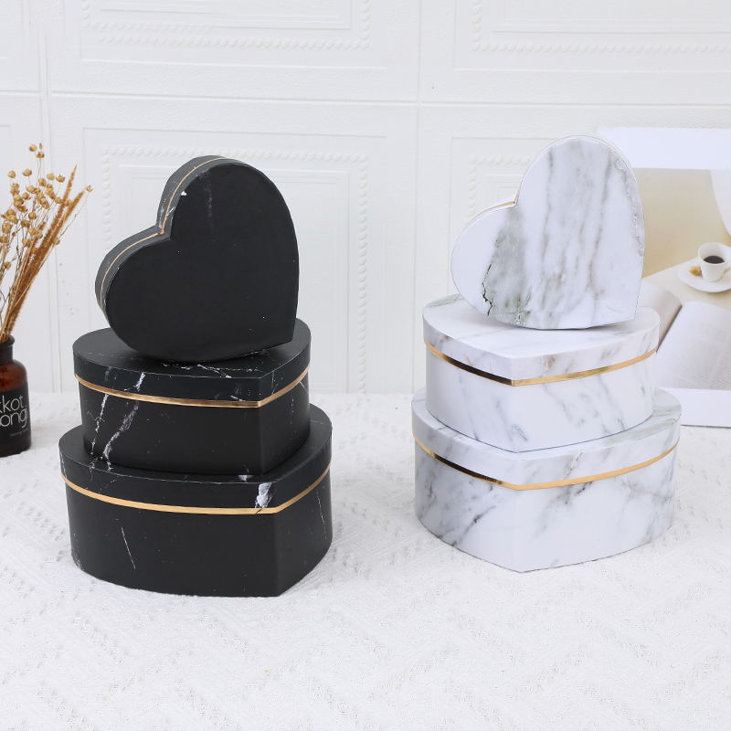 Heart Shaped Marble Boxes - Set of 3pcs