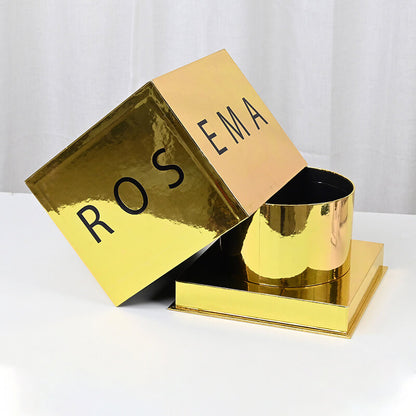 Gold&Silver Round Preserved Rose Flower Boxes