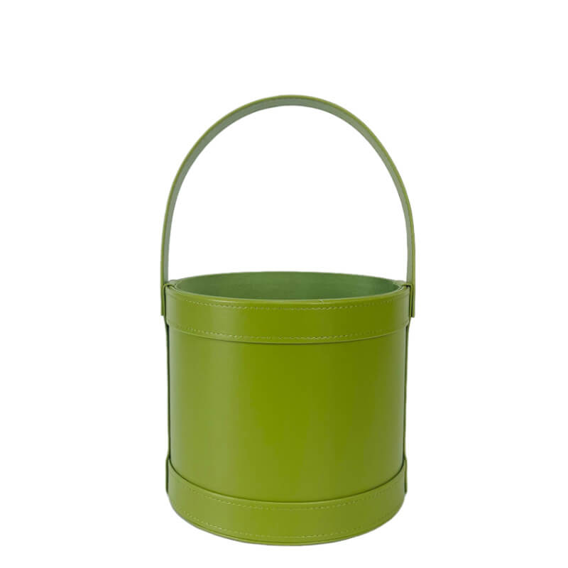PU Leather Round Flower Bucket Gift Box with Handle