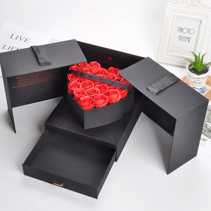 Surprise Double Birthday Heart shaped Flower Box