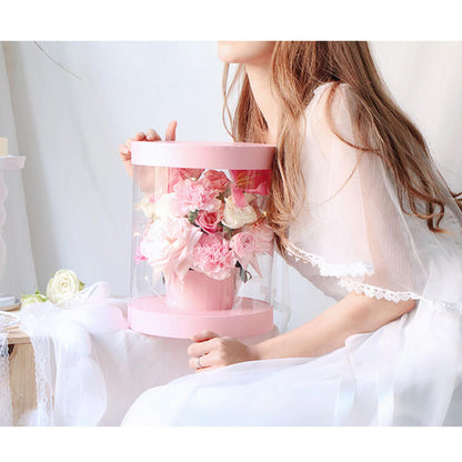 Transparent PVC Round Flower Packaging Boxes