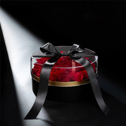 Acrylic Round Flower Box with Ribbon