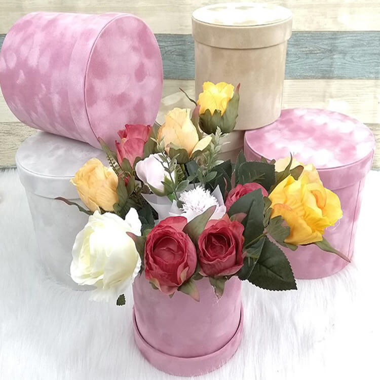 Round Velvet Flower Gift Boxes Sets - Set of 3pcs - Bulk Lots
