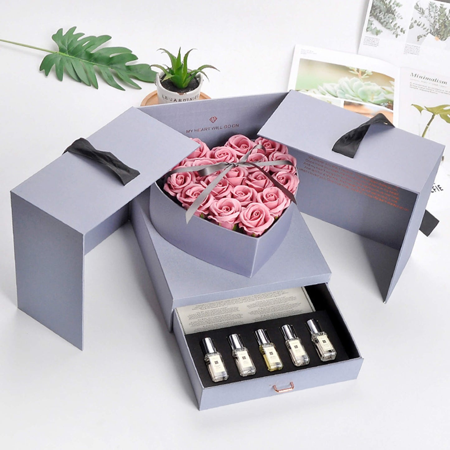 Surprise Double Birthday Heart shaped Explosion Drawer Gift Rose Flower Box - Bulk Lots