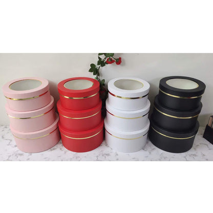 Lot de 3 boîtes rondes unies pour compositions florales - Lots en vrac