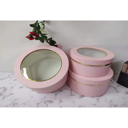 Lot de 3 boîtes rondes unies pour compositions florales - Lots en vrac