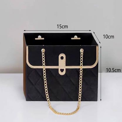 Sac fourre-tout en papier floral pour emballage cadeau avec chaîne