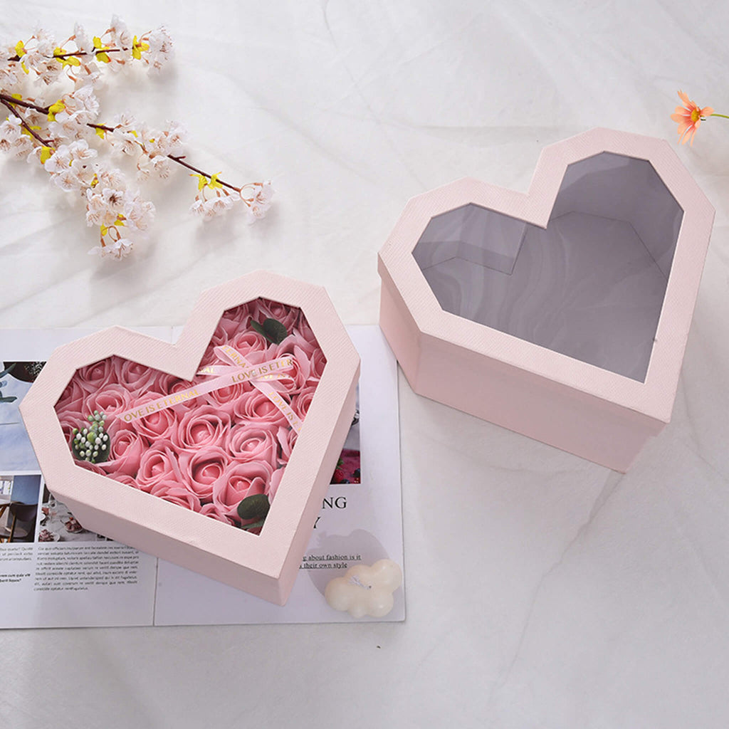 Window Heart Rose Gift Box, 2pcs of set