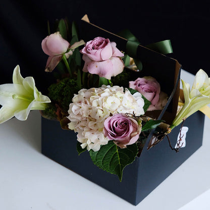 Boîte d'emballage en papier kraft pliable pour bouquets de fleuristes