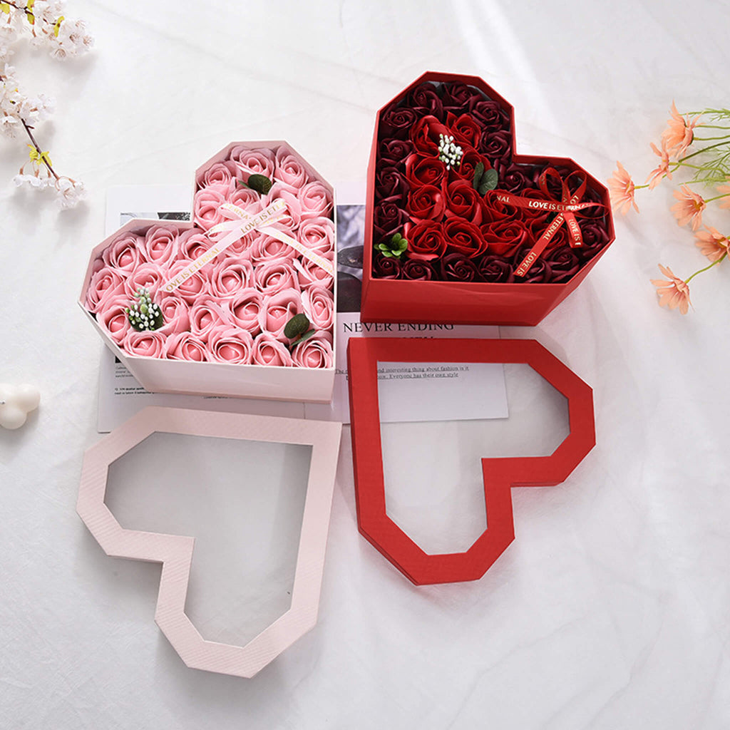 Window Heart Rose Gift Box, 2pcs of set
