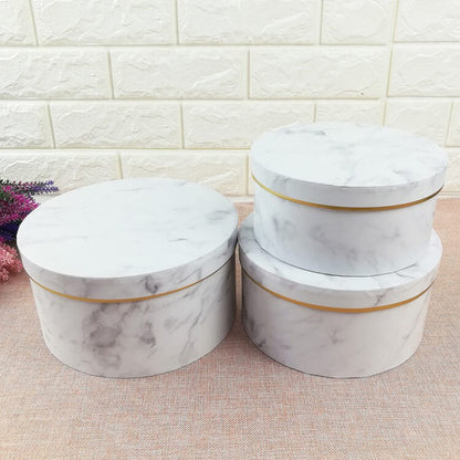 Set of 3pcs Marble Round Boxes