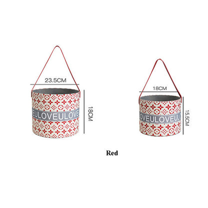 Caja de regalo redonda con forma de flor, asa de piel sintética y satén, juego de 2 unidades