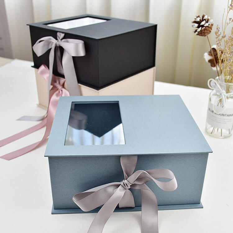 Window Square Flower Gift Boxes - Bouquet Cajas Flores With Ribbon