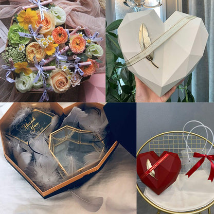 Cajas de regalo con ramos en forma de corazón