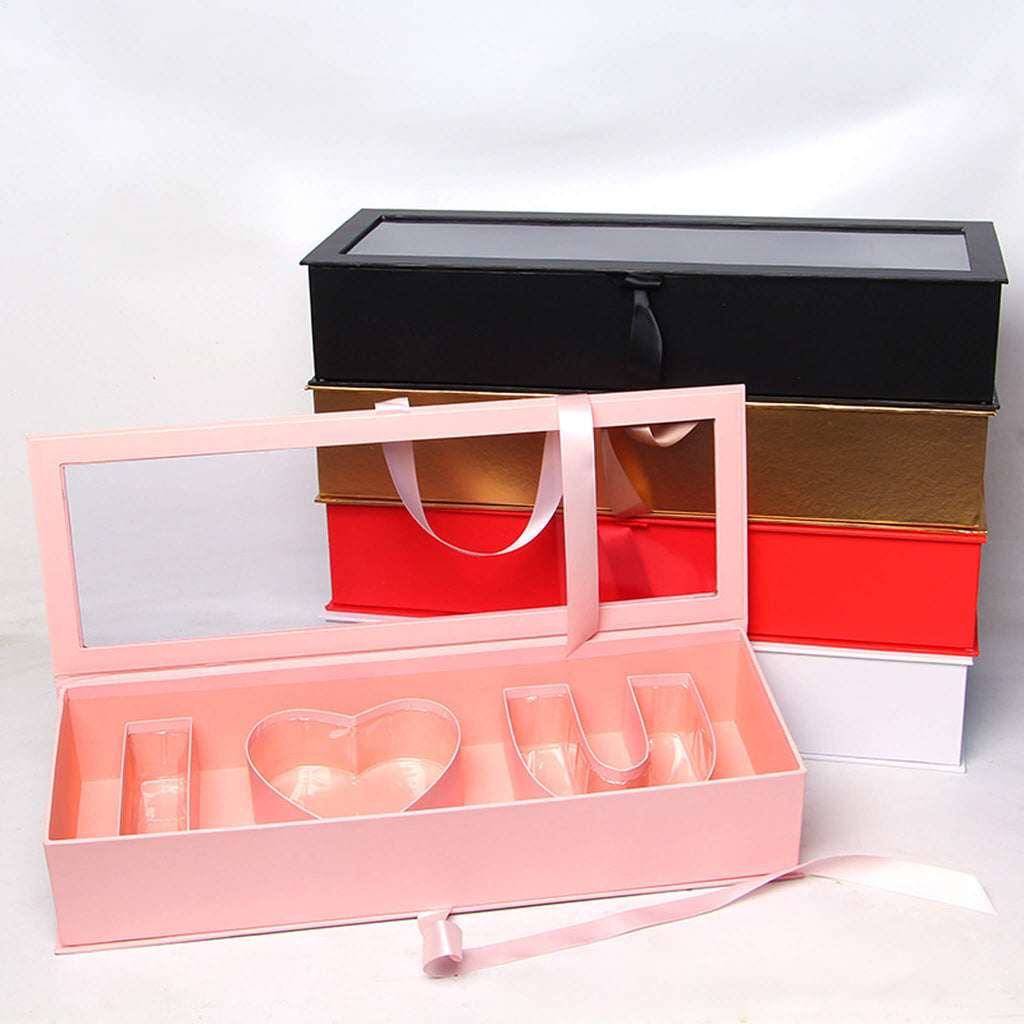 I Love You Letter Flower Arranging Box with Ribbon, 12pcs
