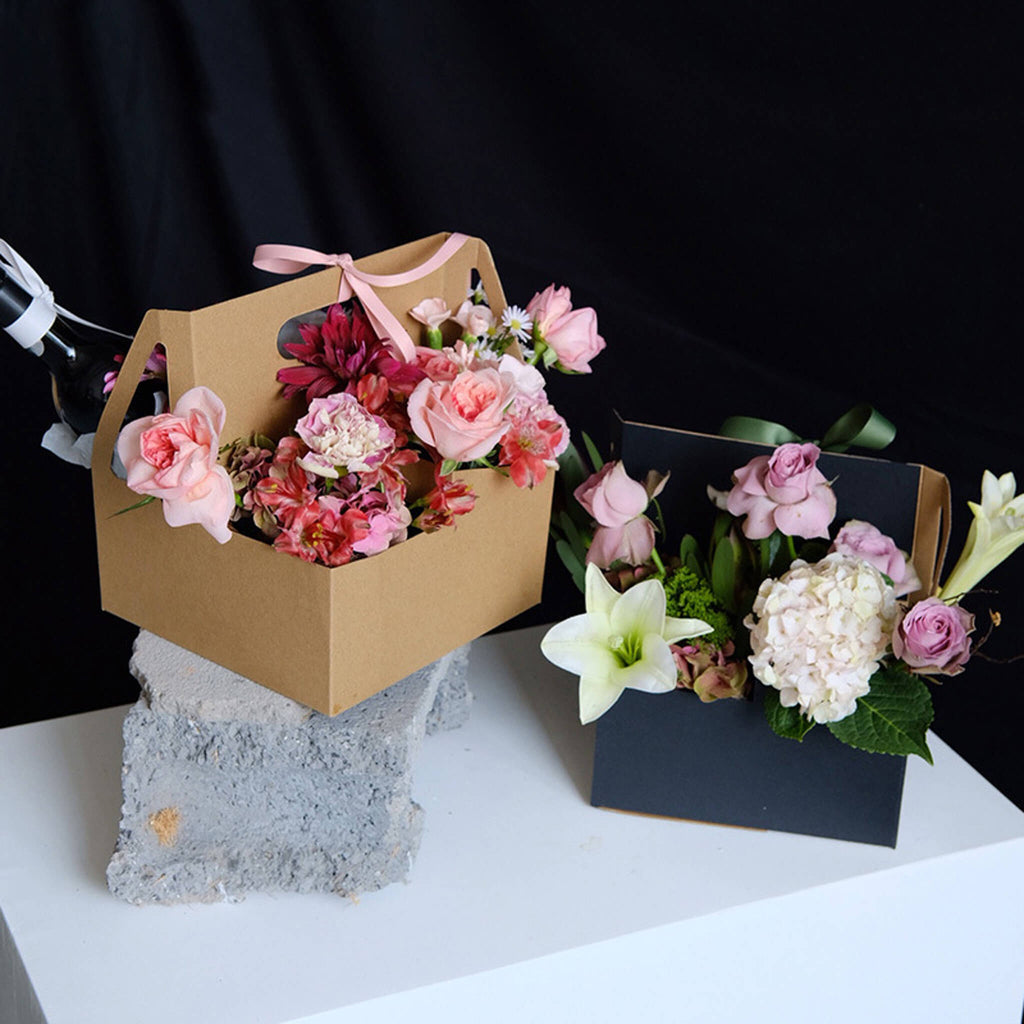 Caja de embalaje de papel kraft plegable para floristería