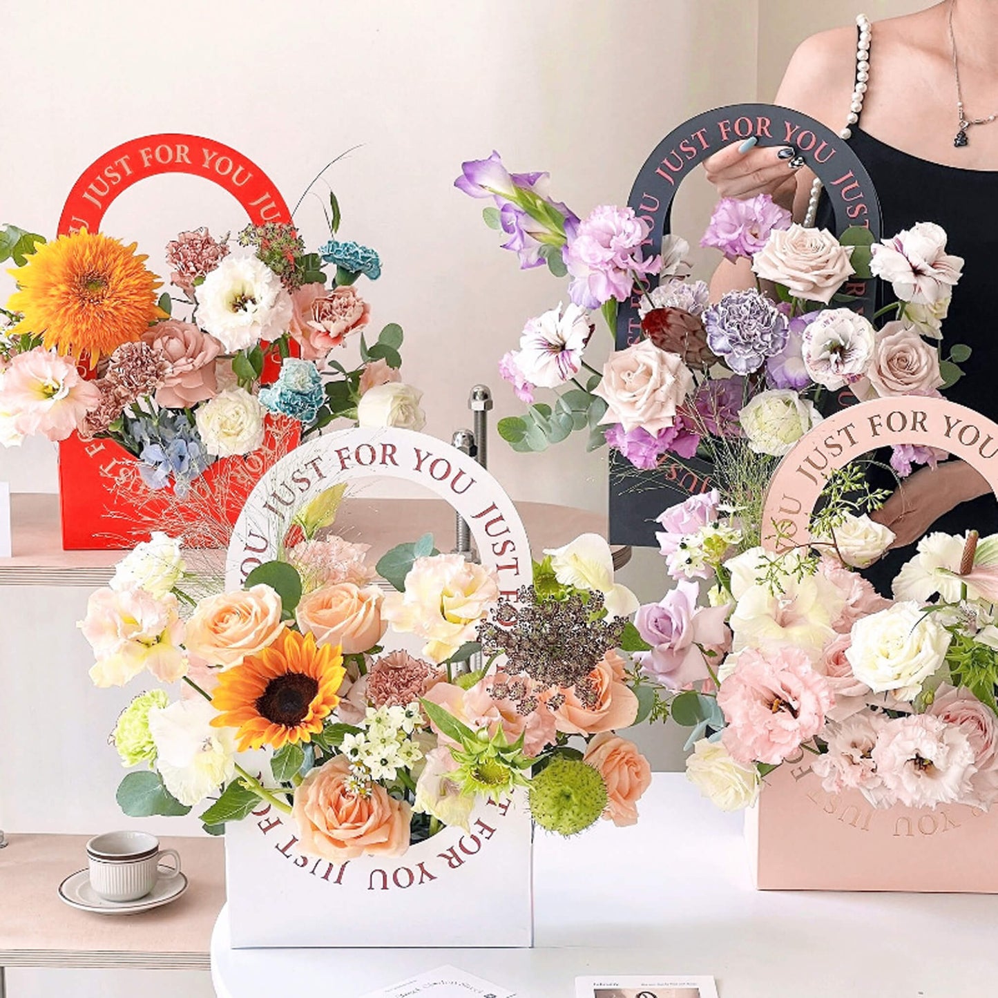 10pcs Just For You Paper Flower Bags