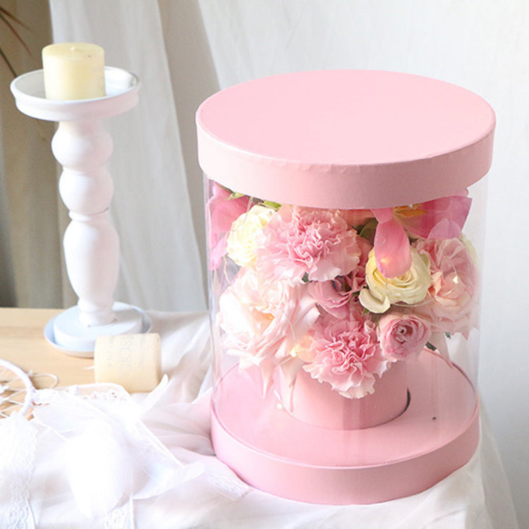 Transparent PVC Round Flower Packaging Boxes
