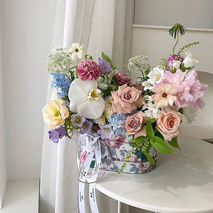 Round Boxes for Flowers with Cloth Surface